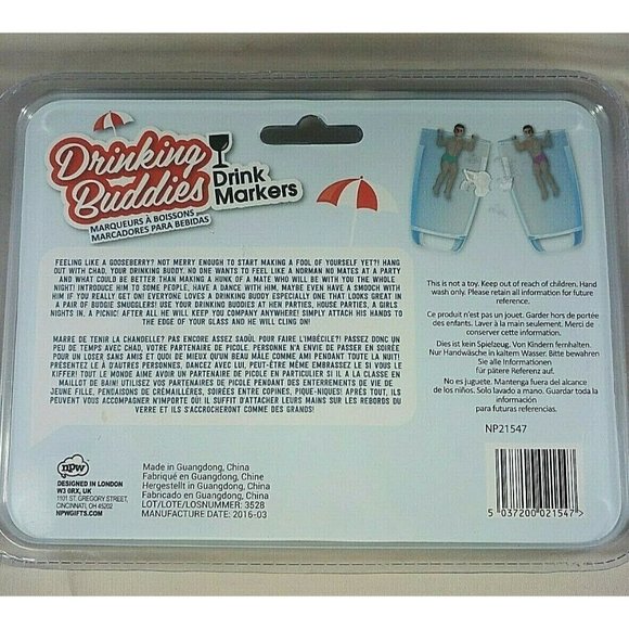 Drinking Buddies Drink Markers For Cocktails Summer Fun Pool Parties Happy Hour - Picture 4 of 4